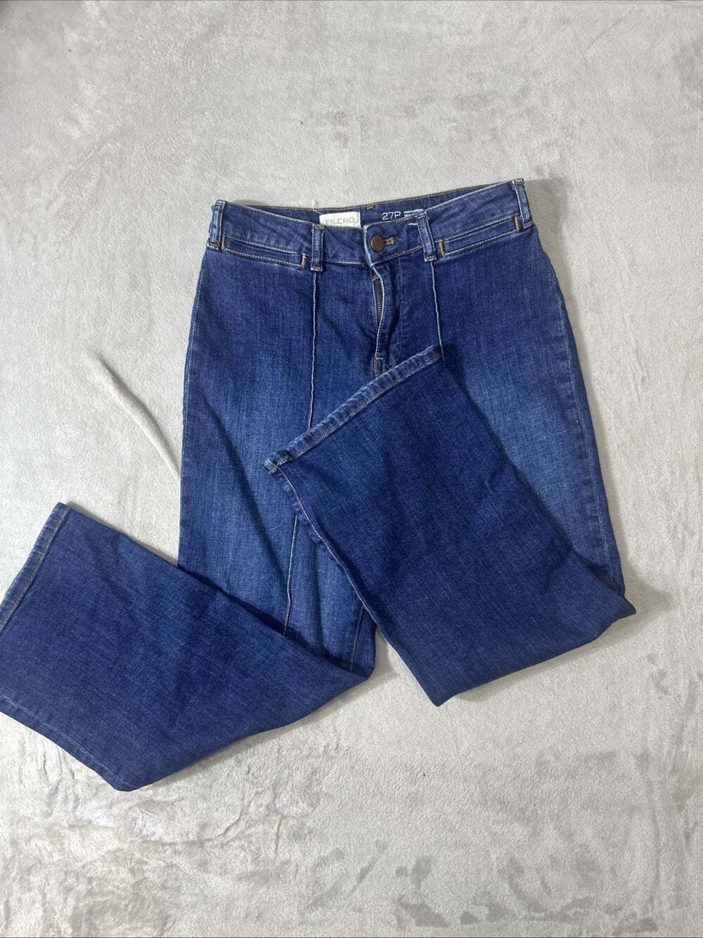 Pilcro Anthropologie Women’s 27P Dark Wash Wide Leg Jeans Petite - Picture 2 of 7